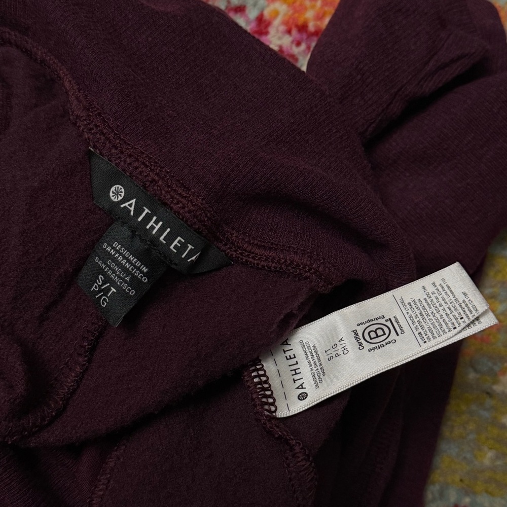 Athleta Coaster Luxe High Rise Jogger Spiced Cabernet Heather Small Tall Long - Picture 6 of 6
